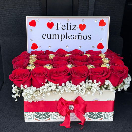 Cajita de rosas + Chocolates